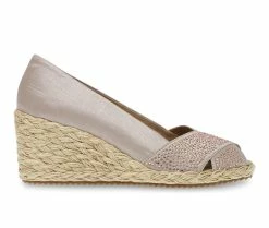New 🌟 Women's Anne Klein Ezzie-C Peep Toe Espadrille Wedges Natural 🌟