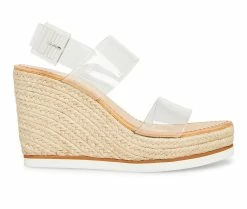 Best Sale 😀 Women's Madden Girl Allin Platform Wedge 🩴 Sandals Clear 🎉