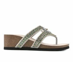 Hot Sale 🎁 Women's White Mountain Busy Wedge Footbed 🩴 Sandals White 🛒