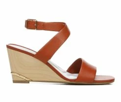 Cheapest 👏 Women's Franco Sarto Stud Wedge 🩴 Sandals Rust 💯