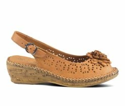 Hot Sale 😉 Women's SPRING STEP Belford Wedge 🩴 Sandals Camel 🧨