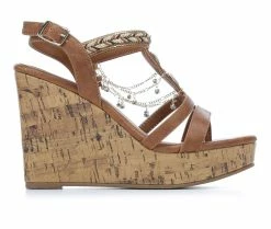 Wholesale โจ Women's Jellypop Lenora Platform Wedges Cognac ๐งจ