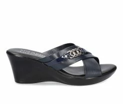 Coupon 🌟 Women's TUSCANY BY EASY STREET Maggia Wedge 🩴 Sandals Navy 🌟