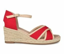 Best Sale 🎁 Women's Journee Collection Brene Espadrille Wedges Red 😉