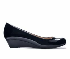 Discount โ Women's CL By Laundry Marcie Wedges Black Patent โจ