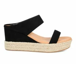 New ๐ Women's Journee Collection Alissa Espadrille Wedges Black ๐ฅฐ