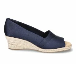 Best Sale 🔥 Women's Easy Street Jasper Espadrille Wedge 🩴 Sandals Navy Thai Silk 🥰
