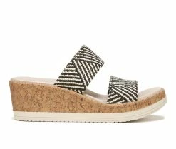 Discount 😍 Women's BZEES Resort Wedge 🩴 Sandals Black Raffia 🧨