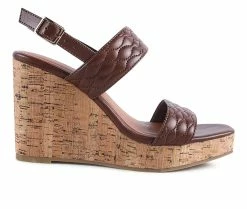 New ⭐ Women's London Rag Mohana Wedge 🩴 Sandals Brown 🧨