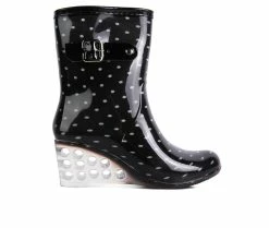Budget 🤩 Women's London Rag Drench Wedge Rain 🥾 Boots Black ⌛