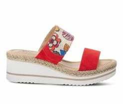 New 🤩 Women's SPRING STEP Laveta Wedge 🩴 Sandals Red Multi 😀