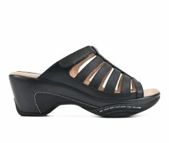 Discount 🎉 Women's White Mountain Valencia Heeled 👗 Dress 🩴 Sandals Black 🎁