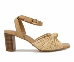 New 👏 Women's KENSIE Kaiko Heeled 👗 Dress 🩴 Sandals Natural 💯