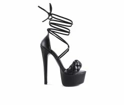 Best deal 🎉 Women's London Rag TW Platform Stiletto 🩴 Sandals Black 🎉