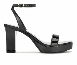 Deals 🛒 Women's Nine West Bills 👗 Dress 🩴 Sandals Black Patent 🛒