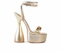 Wholesale ⭐ Women's London Rag Big Bash Platform 👗 Dress 🩴 Sandals Gold 🤩