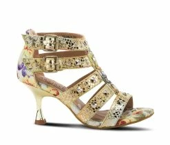 Brand new 😍 Women's L'Artiste Delectable Strappy 👗 Dress 🩴 Sandals Yellow Multi ✔️