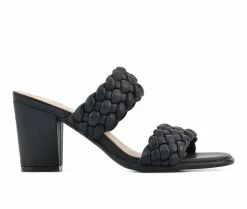 Flash Sale ⌛ Women's White Mountain By Far Heeled 👗 Dress 🩴 Sandals Black ⭐