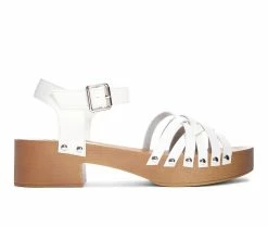 Flash Sale 🧨 Women's Dirty Laundry Helsinki Block Heeled 🩴 Sandals White 🌞 Summer 🥰