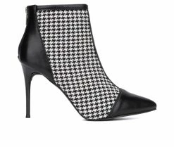 Wholesale ✔️ Women's New York And Company Charlie Heeled Booties Black/White 🧨