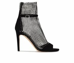 Best deal 👍 Women's Nine West Imery Peep Toe Booties Silver/Black 🌟