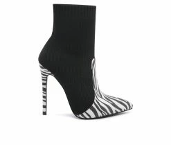 Promo 🤩 Women's London Rag Teagan Stiletto Booties Zebra 💯
