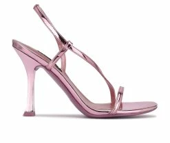 Hot Sale 🛒 Women's Nine West Isaw Stiletto 👗 Dress 🩴 Sandals Metallic Pink 🧨