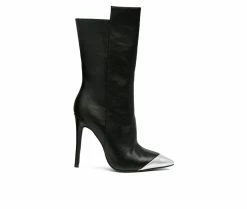 Best Sale ✔️ Women's London Rag Twitch Mid Calf Stiletto Booties Black 😍