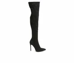 Promo ⭐ Women's London Rag Madman Knee High Stiletto 🥾 Boots Black 🔔