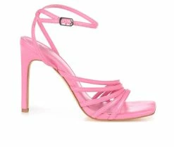 New 👏 Women's Journee Collection Louella Stiletto 👗 Dress 🩴 Sandals Pink 😀
