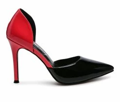 Promo 🌟 Women's London Rag 🍬 Candy Cane Stiletto Pumps Black/Fuchsia 👏