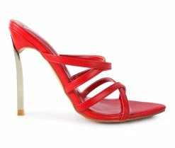 Outlet ⭐ Women's London Rag Nightclub Stiletto 👗 Dress 🩴 Sandals Red ✔️