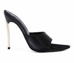 New 🎉 Women's London Rag Bottoms Up Stiletto 👗 Dress 🩴 Sandals Black 😀