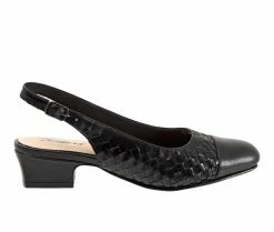 New ⌛ Women's Trotters Dea Woven Slingback Pumps Black 🎁