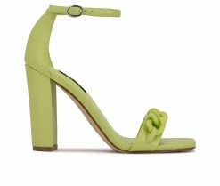 Cheapest 💯 Women's Nine West Mindful 👗 Dress 🩴 Sandals Neon Lime ⭐
