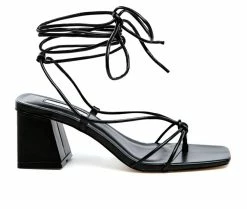 Deals ๐คฉ Women's London Rag Spruce Dessert Block Heel ๐ Dress ๐ฉด Sandals Black โค๏ธ