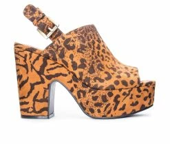 Hot Sale 🥰 Women's Chinese Laundry Bella 👗 Dress 🩴 Sandals Tiger Leop 🤩