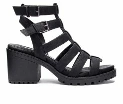 New 🧨 Women's Dirty Laundry Fun Stuff Heeled 🩴 Sandals Black 😀