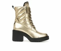 Best Sale ⌛ Women's Franco Sarto Dizzy2 Water Repellent Heeled Booties Gold 🛒