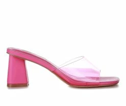 Promo 🔥 Women's London Rag Clear Flirt 👗 Dress 🩴 Sandals Fuchsia 🌟