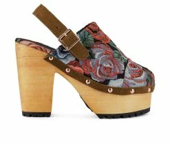 Promo 🧨 Women's Rag & Co Mural Block Heel Platform Clogs Floral ❤️