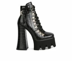 Best Sale 😉 Women's London Rag Boogie Platform Lace Up Booties Black 🤩