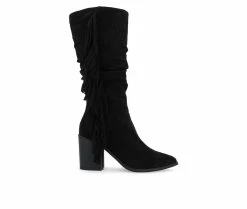 New 👍 Women's Journee Collection Hartly-WC Mid Calf Western Inspired Boot Black 😀