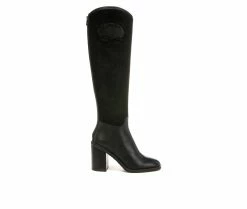 Buy 💯 Women's Franco Sarto Rivet Tall Knee High Heeled 🥾 Boots Black 🔔