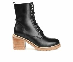 Hot Sale 🧨 Women's Journee Signature Malle Heeled Lace Up 🥾 Boots Black 🔥