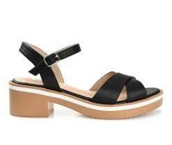 Best deal 🔔 Women's Journee Collection Hilaree Block Heeled 🩴 Sandals Black ✔️