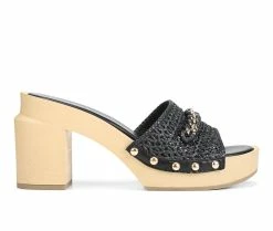 New 😉 Women's Franco Sarto Capri Clog Heeled 👗 Dress 🩴 Sandals Black ❤️