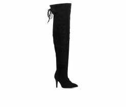 Best deal 😀 Women's Fashion To Figure Larissa XWC Over The Knee Heeled 🥾 Boots Black Wide 🔥 -London Rag Sales Store 2 1100