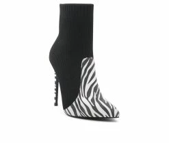 Promo 🤩 Women's London Rag Teagan Stiletto Booties Zebra 💯 -London Rag Sales Store 2 1120