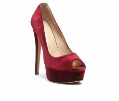 New 😉 Women's Rag & Co Brielle Pumps Burgundy 🌟 -London Rag Sales Store 2 1127